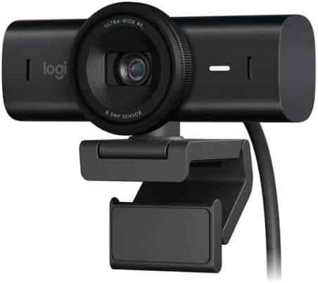 Logitech MX Brio Ultra HD 4K Streaming Webcam, 1080p at 60 FPS, USB-C, Webcam Cover, Works with Microsoft Teams, Zoom, Google Meet – Black (Renewed)