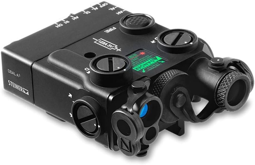 Steiner eOptics DBAL-A3 Dual Beam Aiming Laser Advanced General-Purpose Multi-Function Laser Sight with Visible and IR Beams and Infrared LED Illuminator, Green Laser, Black