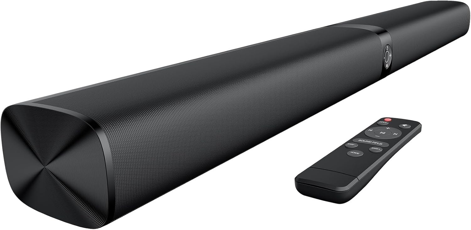 Sound Bar for Smart TV, 80W Soundbar with Bluetooth/ARC/Opt/AUX Connect, Dynamic Volume Boost, 3 Equalizer Modes, 2 in 1 Detachable Soundbar for TV/PC/Gaming/Projectors