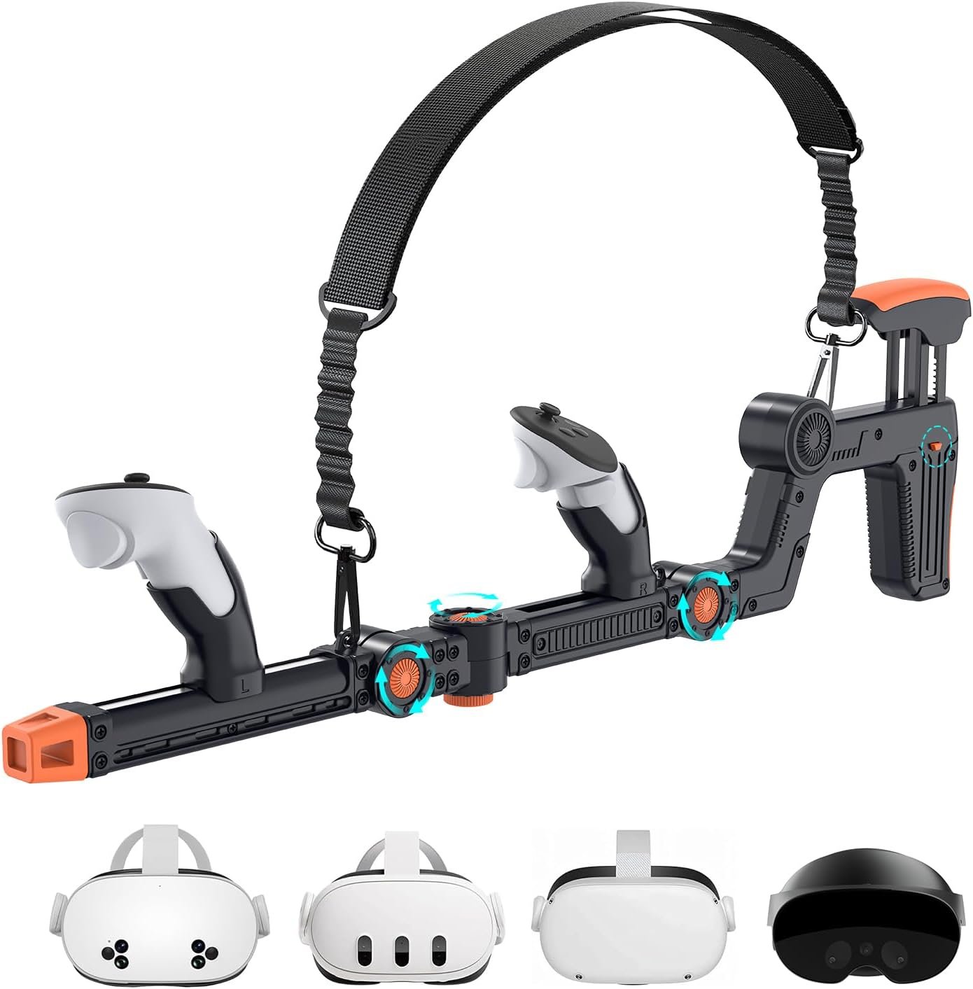 VR Gunstock Compatible with Meta Quest 2/3/3S/Pro, Shoulder Straps Adjustable FPS Gaming Controller Accessories Quick Magnetic Attachment Cheek Pad Immersive VR Stock Rifle Gameplay – Black