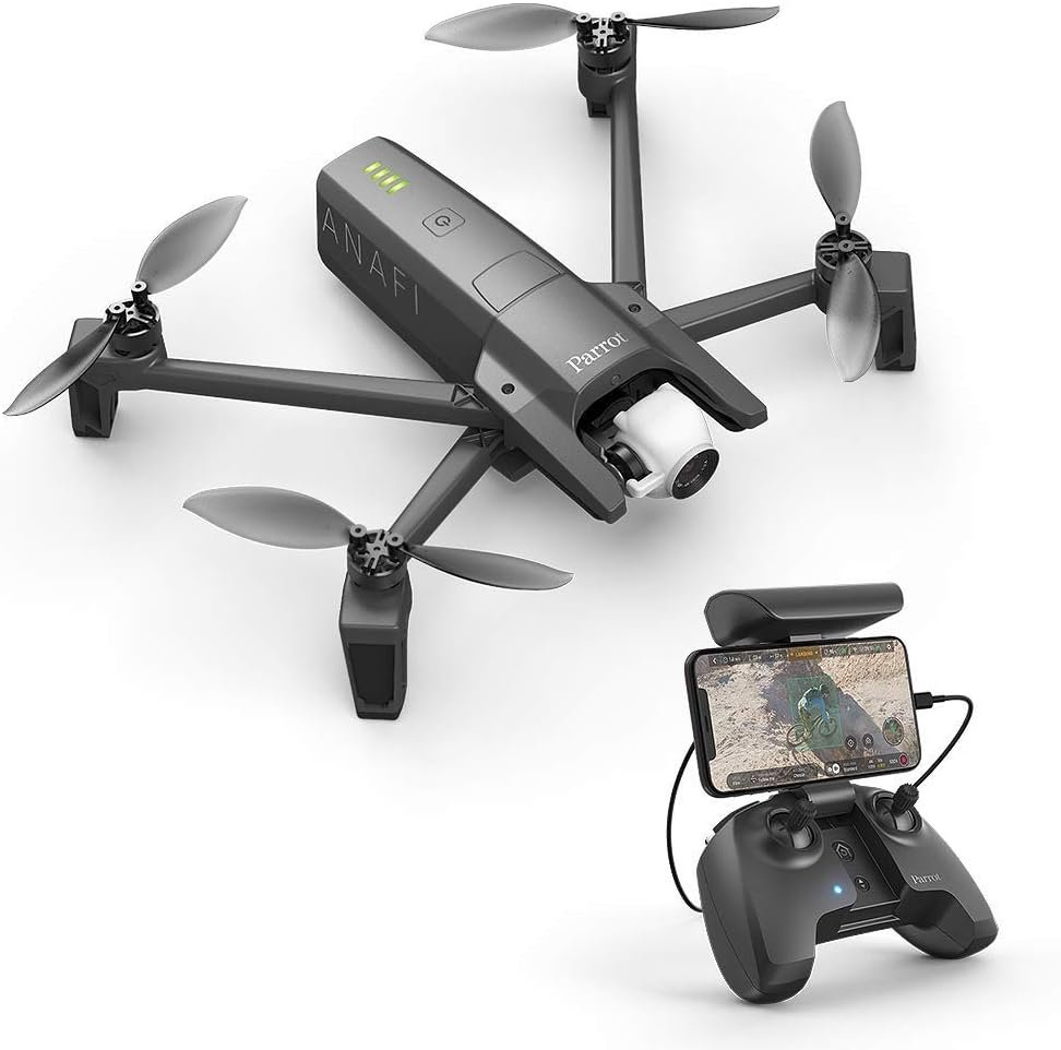 Parrot PF728000 ANAFI Drone, Foldable Quadcopter Drone with 4K HDR Camera, Compact, Silent & Autonomous, Realize your shots with a 180° vertical swivel camera, Dark Grey