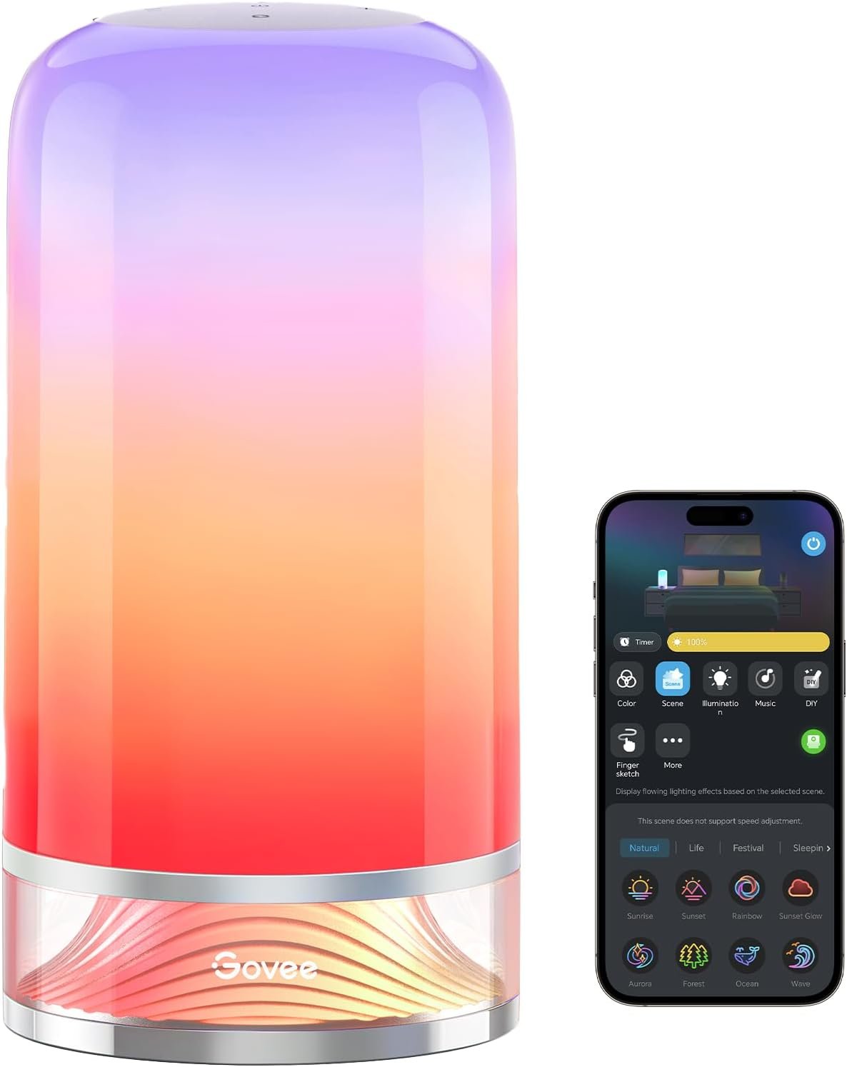 Govee RGBIC Smart Table Lamp 2, Touch Bedside Small Table Lamp Work with Matter, Alexa, LED Desk Lamp with 64 Scene Modes, Color Changing Lamp for Bedroom Living Room Dimmable Night Light(Corded)