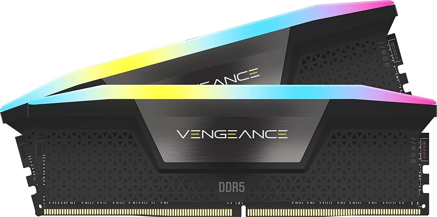 CORSAIR VENGEANCE RGB DDR5 RAM 32GB (2x16GB) 6400MHz CL36-48-48-104 1.35V Intel XMP 3.0 Desktop Computer Memory – Black (CMH32GX5M2B6400C36)