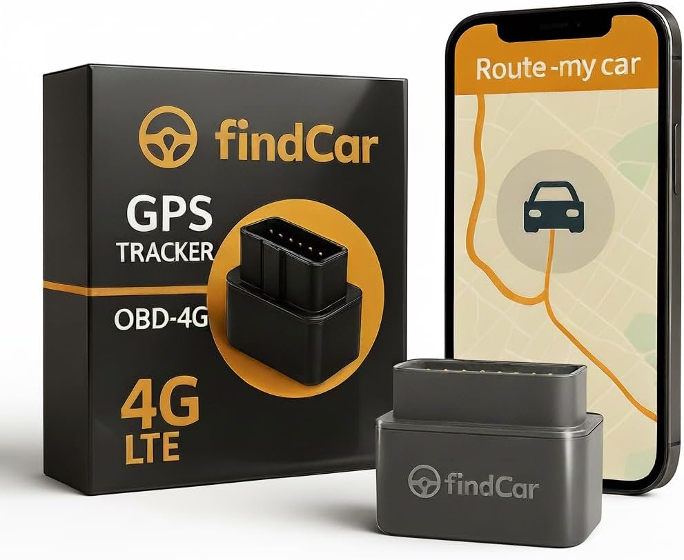 OBD GPS Tracker 4G for Car, Motorcycle and Truck with Built-in SIM, Plug-and-Play Connection, Vehicle Tracking with App, Anti-Theft System, Speed Alert, Flexible Subscription