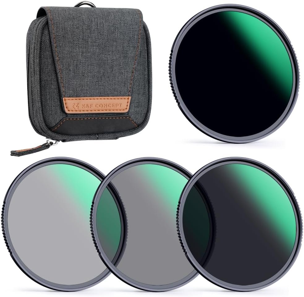 K&F CONCEPT 77mm Fixed ND4 ND8 ND64 ND1000 Lens Filters Kit-Optical Glass Neutral Density Lens Filter with 28 Multi-Coated (Nano-X Series)
