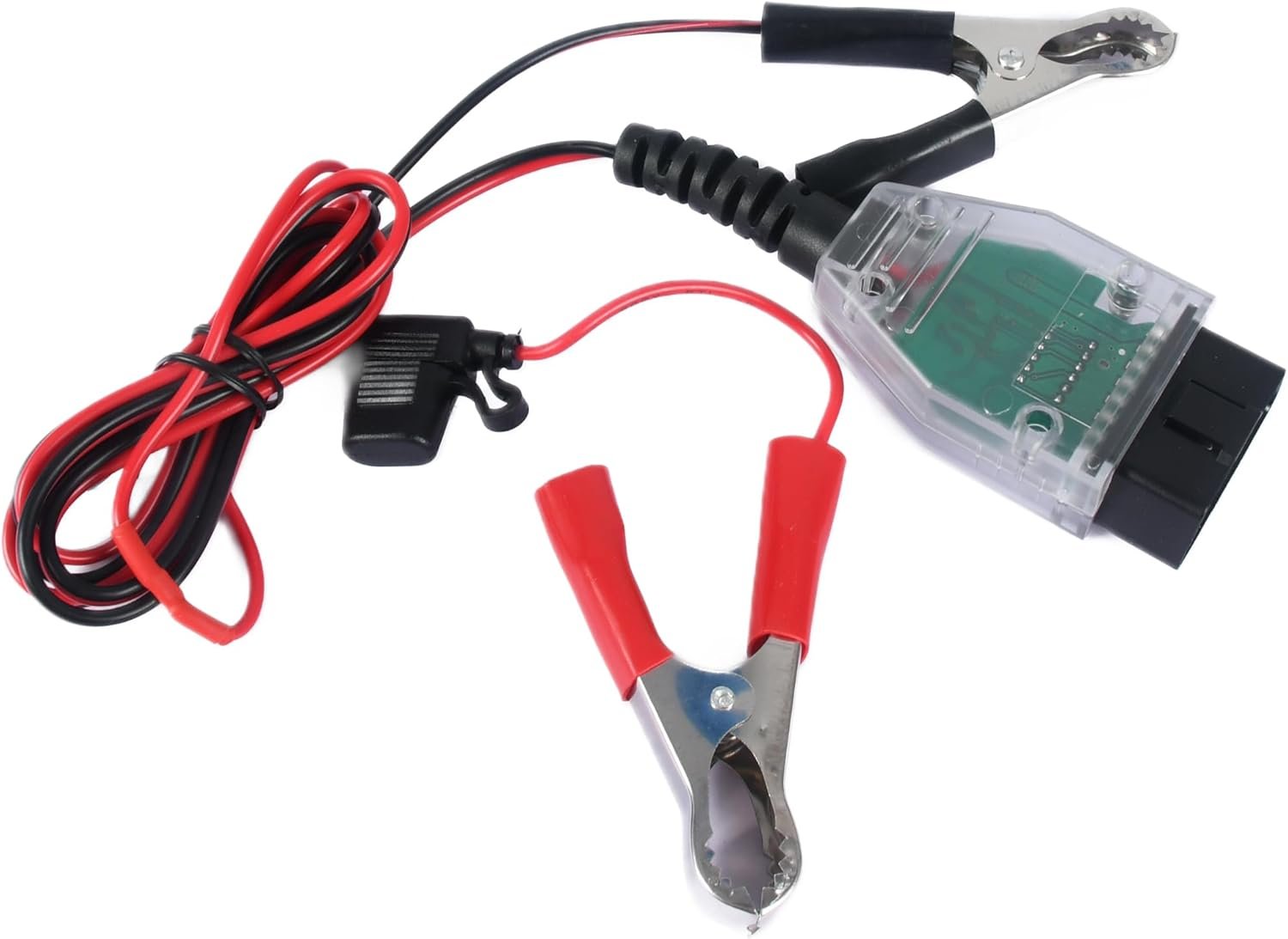 OBD II Car ECU Memory Saver Cable with 2 Clips, 12V Digital Display Power Supply Cable Battery Connector Replacement Kit, Power Off Memory Saver, Vehicle Data Code Electronic Preset with 5A Fuse