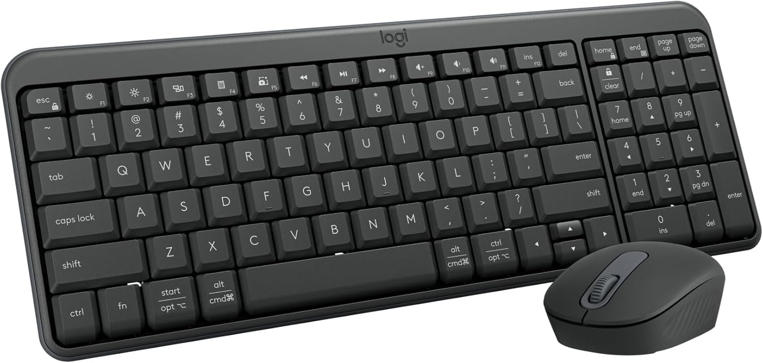 Logitech MK250 Bluetooth Wireless Mouse and Keyboard Combo: Fast & Easy Connectivity, Compact Wireless Keyboard, Ambidextrous Mouse, Durable Build – Windows/MacOS – Graphite