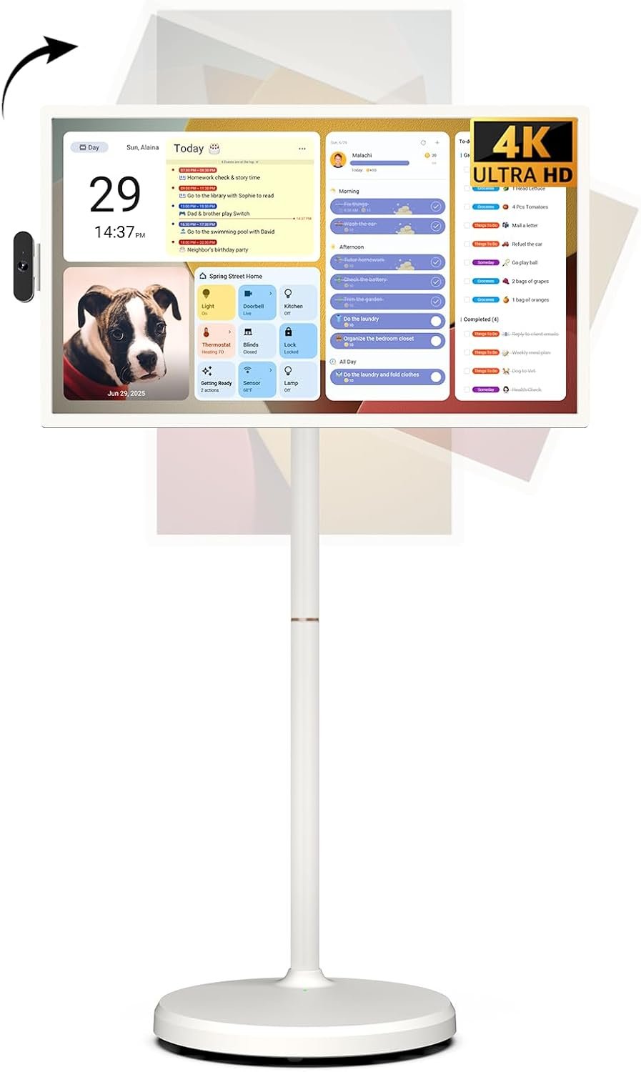 ApoloSign 32” UHD 4K Smart Portable TV 2nd Gen, 16(8+8) GB RAM+256GB, Android 15, EDLA-Certified, Portable Touch Screen Monitor, Built-in 15000mAh Battery, Full Swivel Rotation, Voice Remote Control