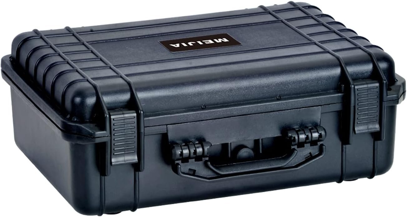 MEIJIA All Weather Portable IP67 Waterproof Protective Case, Hard Camera Case with customizable foam, Perfectly Protection of Camera, Drones,Pistols,Lens,Equipments,Black,18.5 x14.06×6.93inches