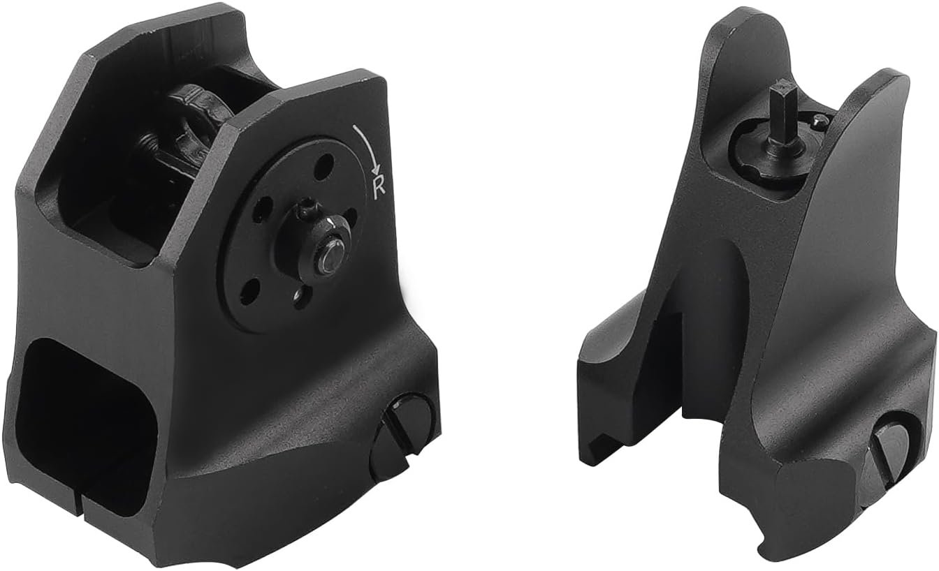 Fixed Iron Sights Set Backup Front and Rear Sight Combo Set for Picatinny Weaver Rail Mount (Black)