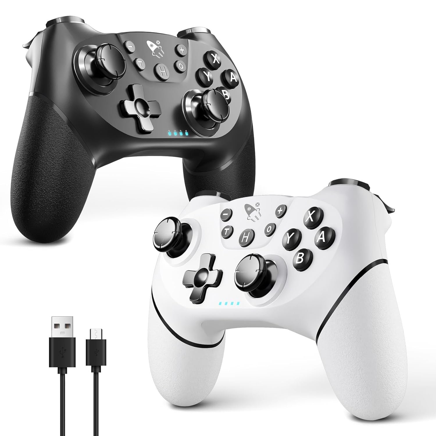 AceGamer Wireless Pro Controller for Nintendo Switch/Lite/OLED/Switch 2/PC, 2 pack, Dual Vibration/Turbo/Ergonomic ! (Black&White)