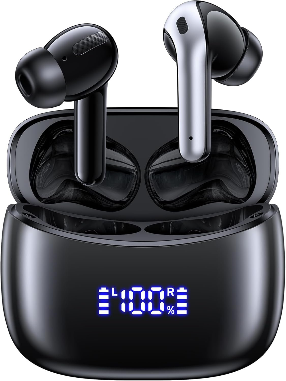 AI Translation Earbuds Real Time 164 Languages Translator Ear Buds Audifonos Traductores Inglés Español 70H Playtime Wireless Earphones AI Bluetooth Headphones for Travel Meeting Learning Black