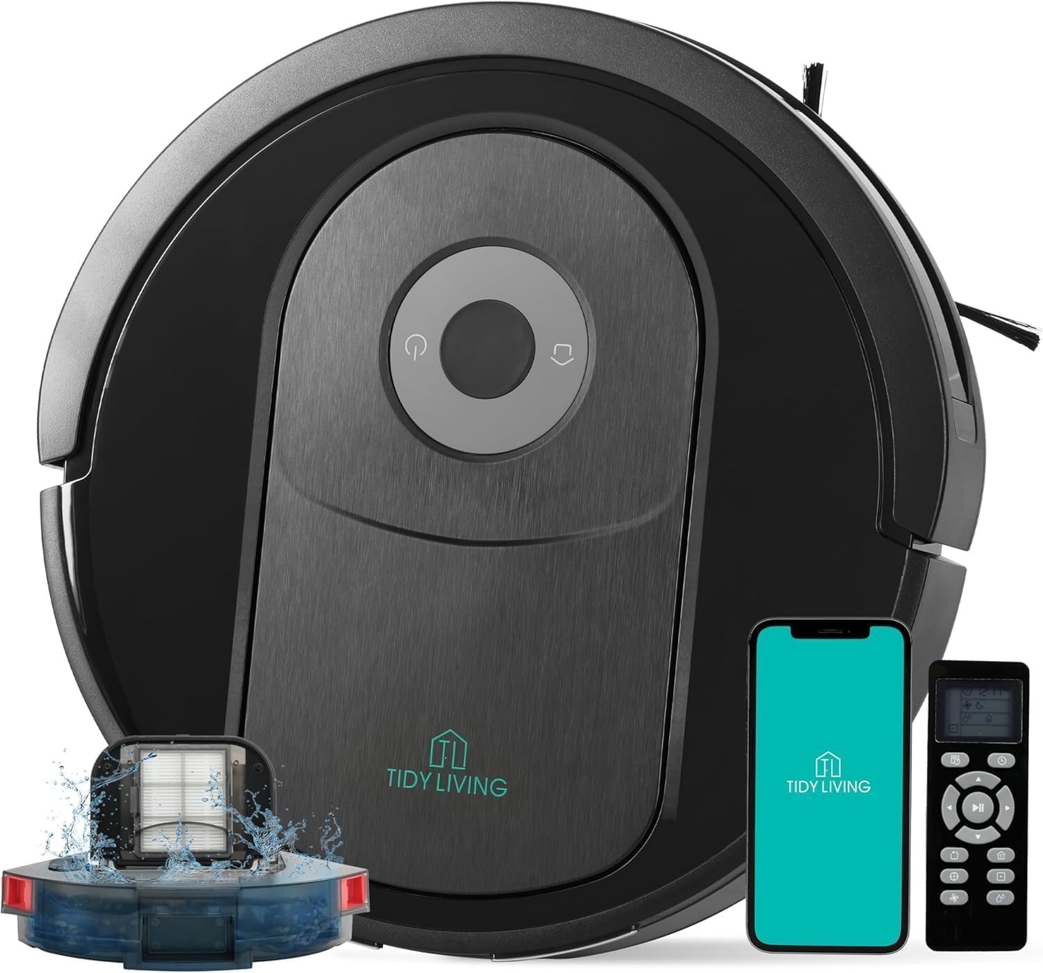 Xcity Robot Vacuum and Mop Combo, 4000Pa Suction, Self-Charging Smart Vacuum Cleaner with Water Tank & Dustbin, App Control, Ideal for Pet Hair, Hard Floors & Carpets, Black