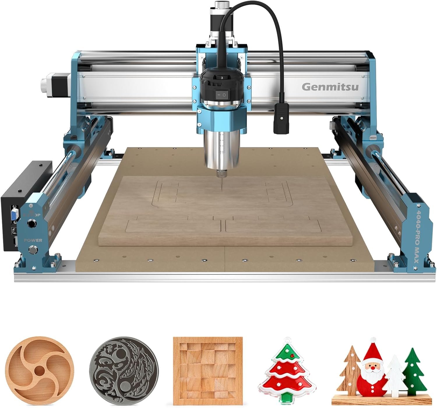 SainSmart Genmitsu 4040-PRO MAX CNC Router, 710W Trimmer & Linear Rail Driven, Work Area 400 x 400 x 78mm, for Wood Metal Acrylic Cutting Milling, GRBL Control