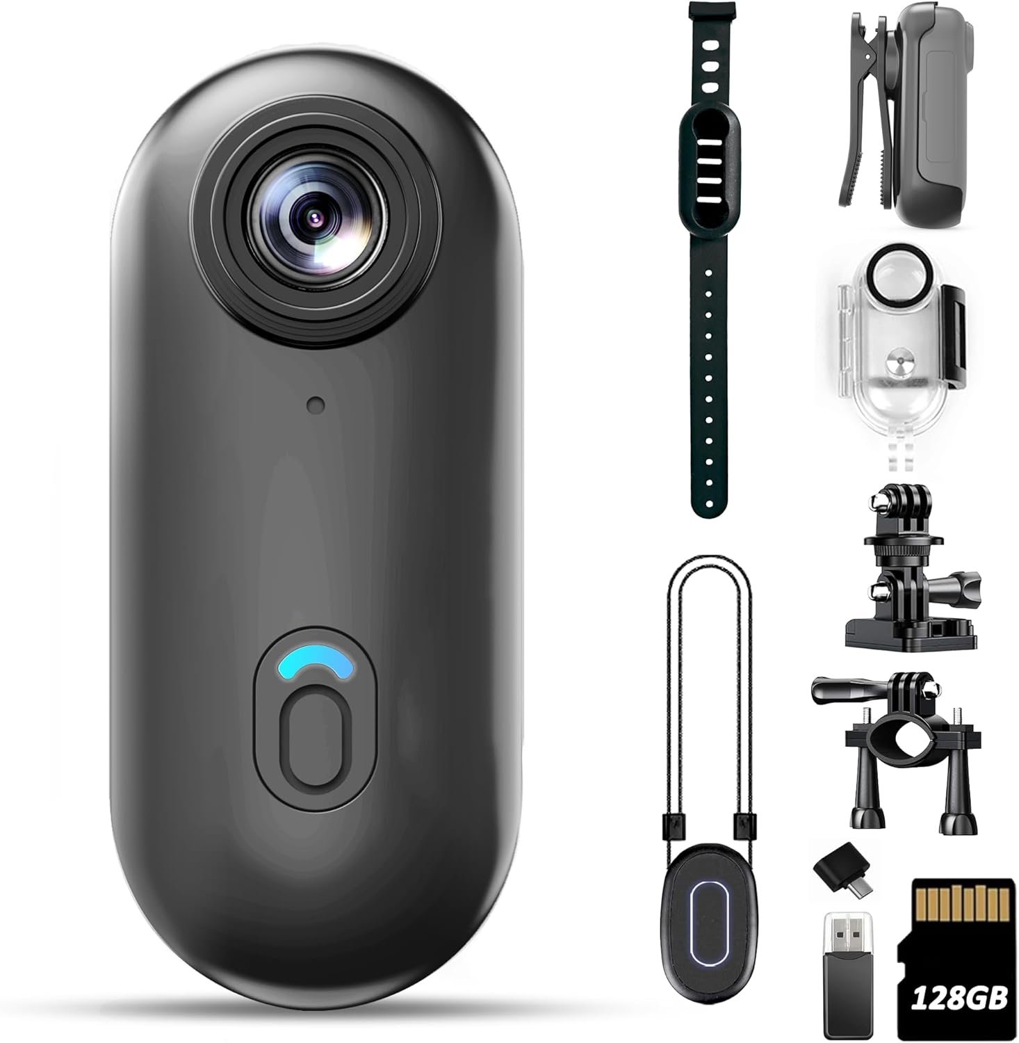 4K Mini Body Camera 128GB – Action Body Cam with Audio & Video- Thumb Hands Free Waterproof Recording Wearable Cameras – Pov Worn Portable Personal Camcorder – for Work Travel Pet Walk Swim
