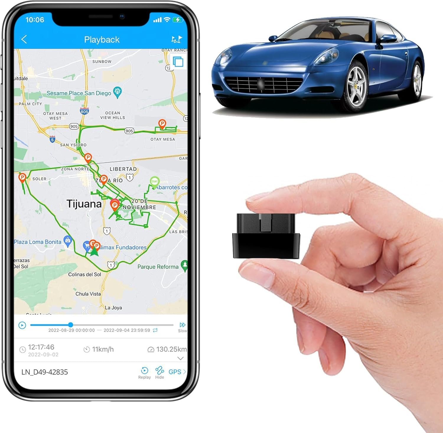Mini OBD GPS Tracker for Vehicle, OBDⅡ 16PIN Real-time Tracking Device, Multi-Alert for Car, Truck -Subscription Required