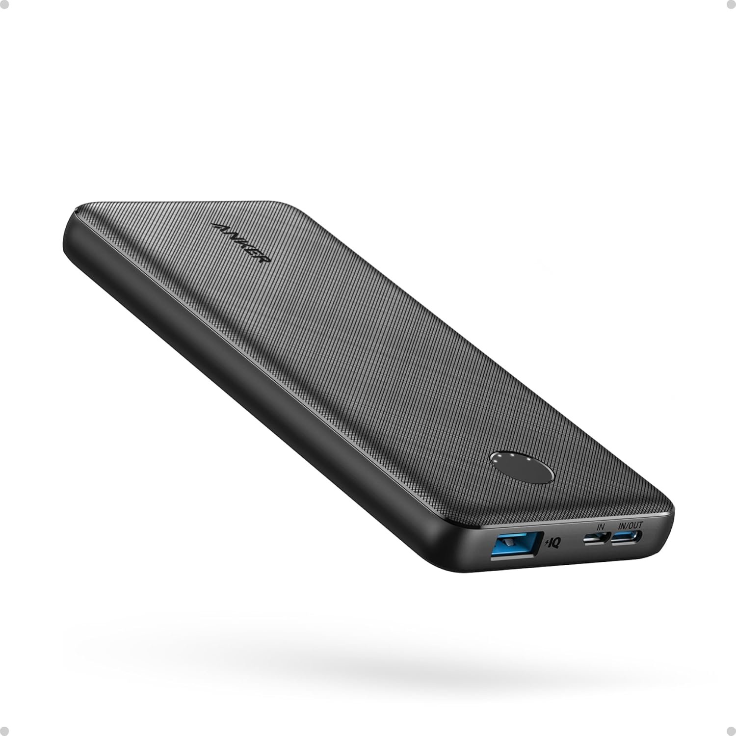 Anker Power Bank(PowerCore 10K),Compact Travel-Ready 10,000mAh Battery Pack with PowerIQ Charging Technology,5V/3A High-Speed Charging for iPhone,iPad,and More (USB-C Input and Output（Black）, 2-Pack)