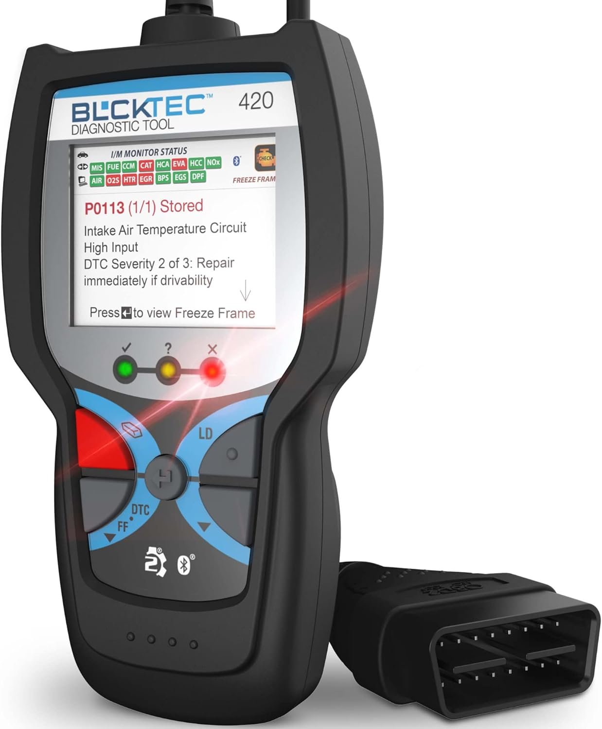 BLCKTEC 420 Bluetooth OBD2 Scanner Diagnostic Tool – Vehicle Code Reader for Car – Clears Check Engine Light – Comes with Premium OBD App On IOS & Android – Works For All Cars 1996 & Newer