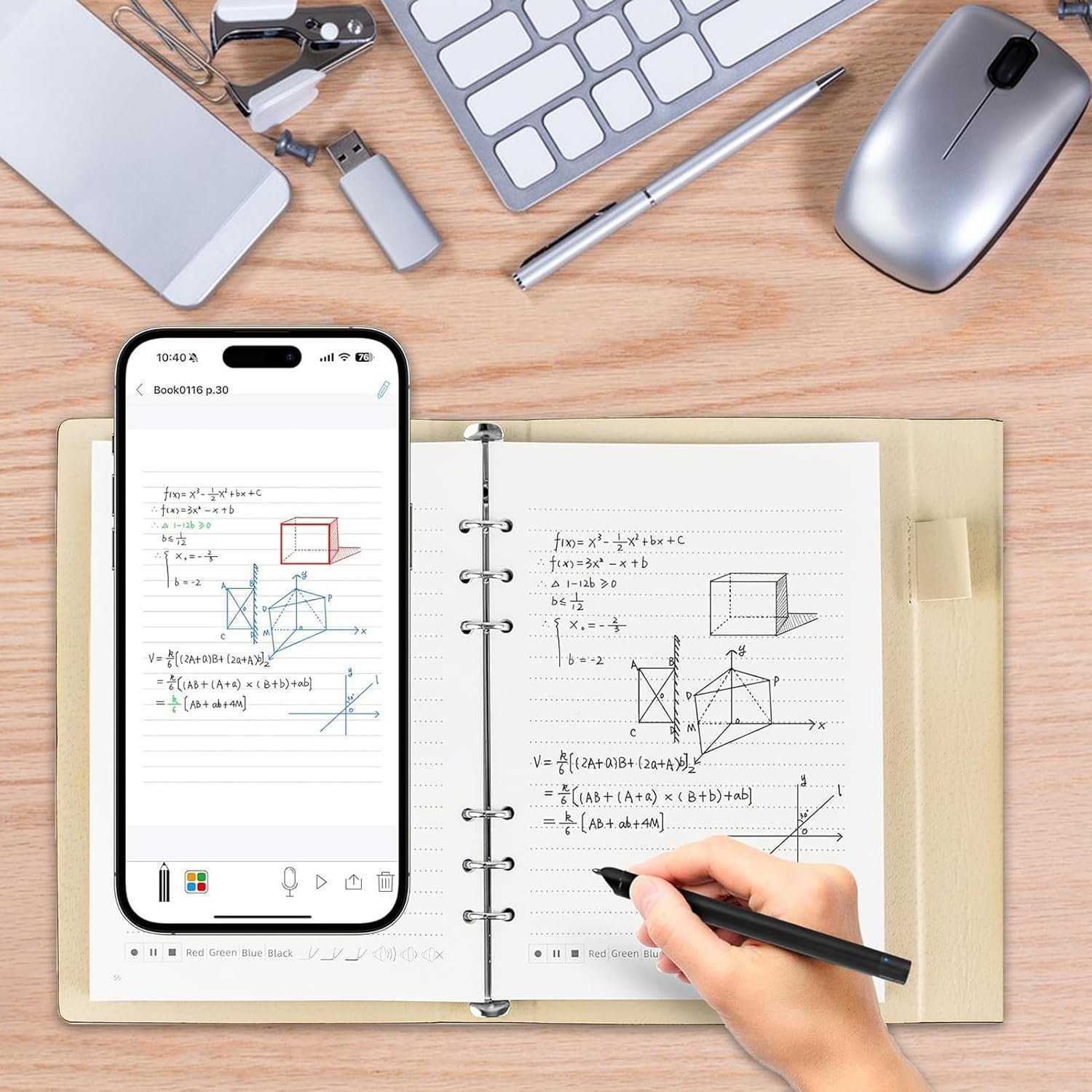 3 in 1 Digital Pen Smart Pen Writing Set, Smart Pens and Notebook for Note Taking, Convert to Text, Storing, and Sharing Paper Notes, Use with App, Compatible with Android (Black)