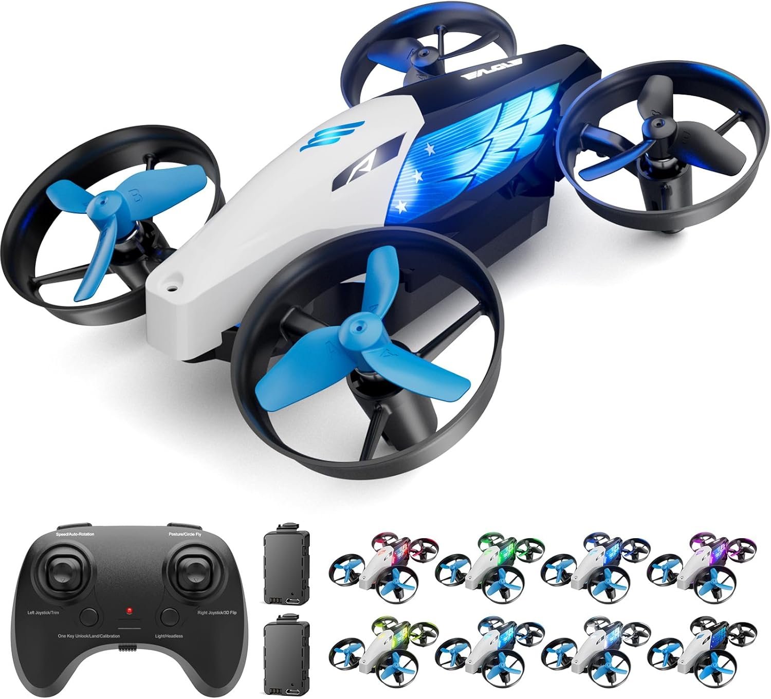 2-in-1 Drones for Kids 8-12 with 7+2 Light Modes,5 Flying Postures,Mini Drone for Age 14 Boys Small Micro Indoor Nano RC Remote Control Quadcopter with Land Mode,Auto rotation,Circle Fly,Altitude Hold
