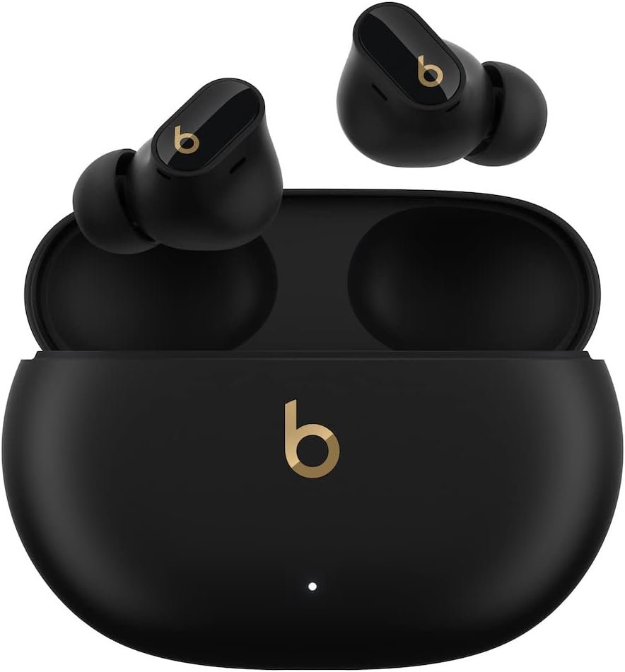 Beats Studio Buds + | True Wireless Noise Cancelling Earbuds, Enhanced Apple & Android Compatibility, Built-in Microphone, Sweat Resistant Bluetooth Headphones, Spatial Audio – Black/Gold
