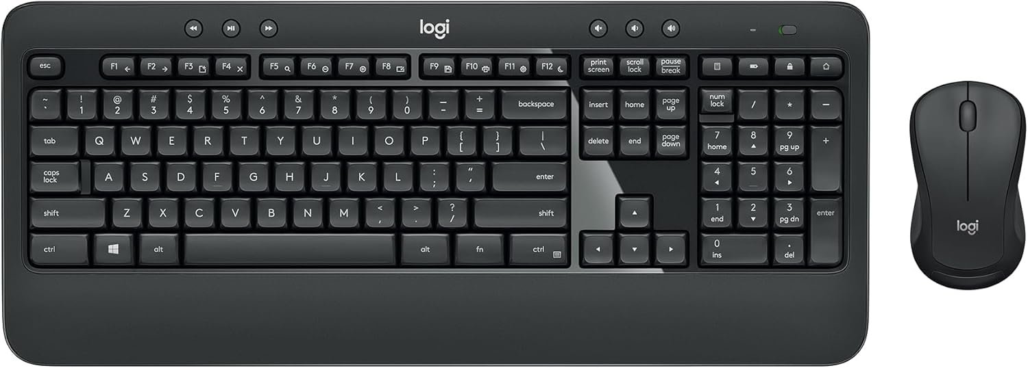 Logitech MK540 Advanced Wireless Keyboard and Mouse Combo for Windows, 2.4 GHz Unifying USB-Receiver, Multimedia Hotkeys, 3-Year Battery Life, for PC, Laptop