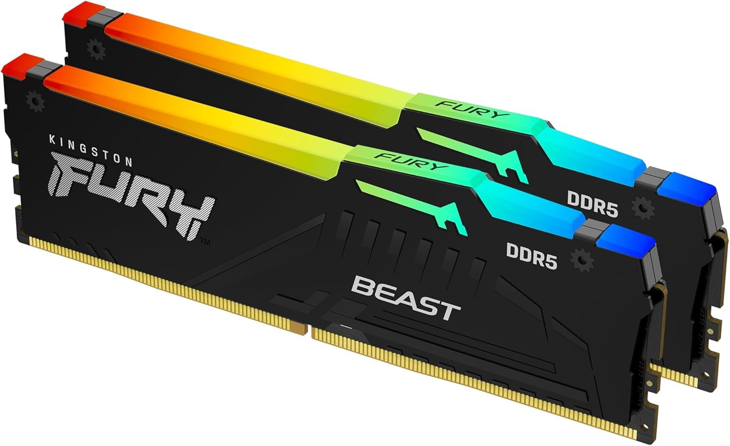 Kingston Fury Beast RGB 64GB (2x32GB) 6400MT/s DDR5 CL32 Desktop Memory | AMD Expo | Kit of 2 | KF564C32BBEAK2-64