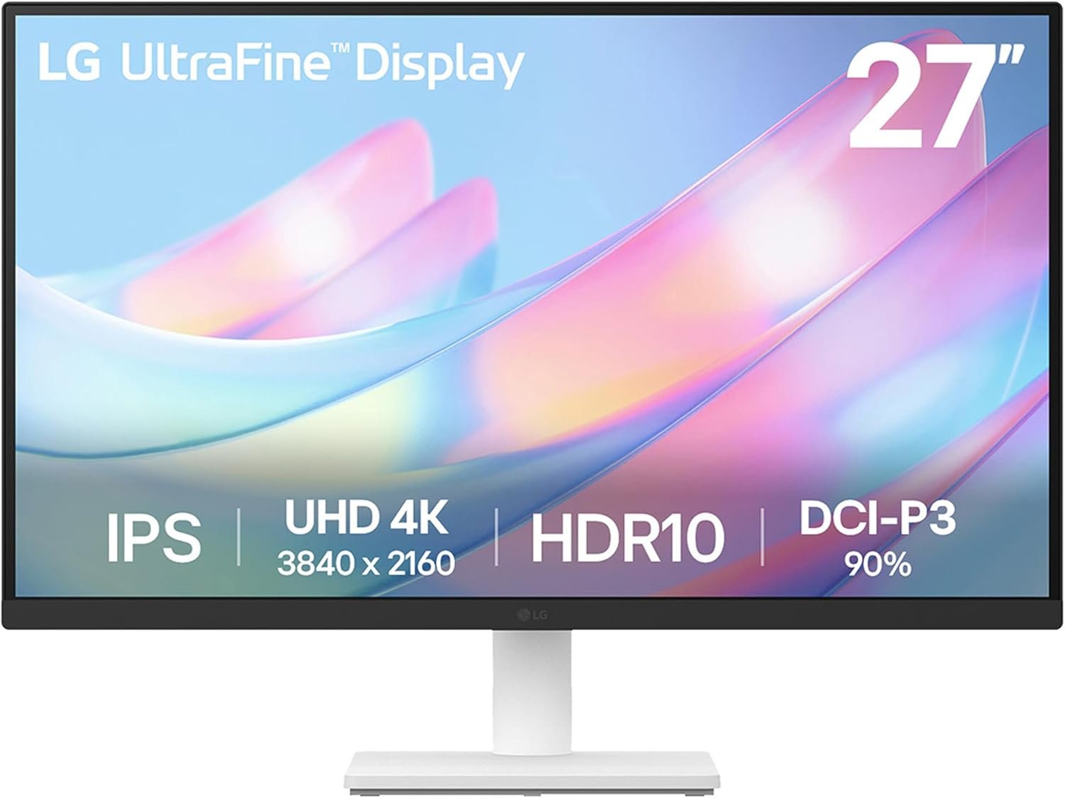 LG 27US500-W Ultrafine Monitor 27-Inch 4K UHD (3840×2160) HDR10 IPS Borderless Design Reader Mode Flicker Safe Switch App HDMI DisplayPort – White