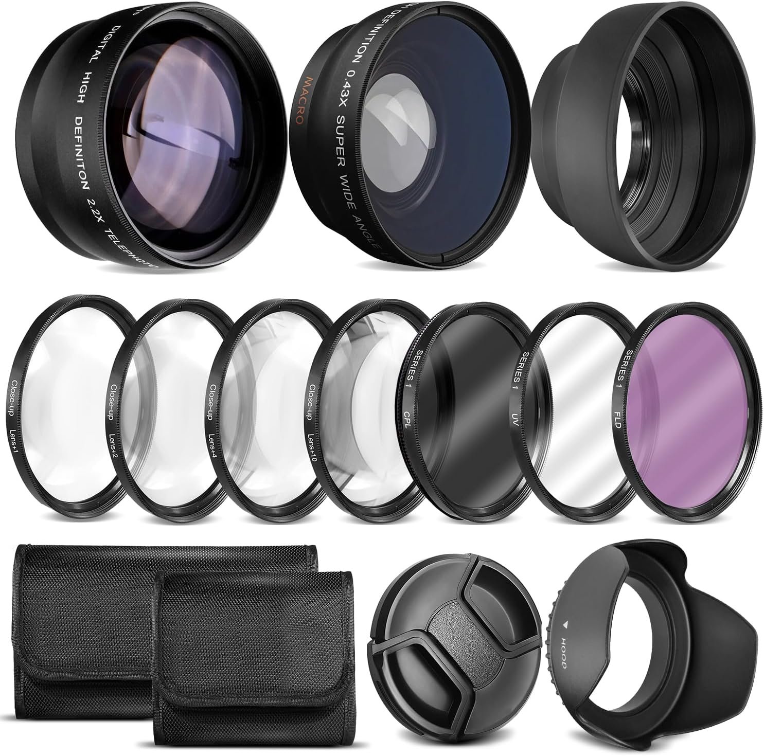 Ultra Deluxe Lens Kit for Canon Rebel T3, T5, T5i, T6, T6i, T7, T7i, EOS 80D, EOS 77D Cameras with Canon EF-S 18-55mm is II Lens – Includes: 7pc 58mm Filter Set + 58mm Wide Angle and Telephoto Lens